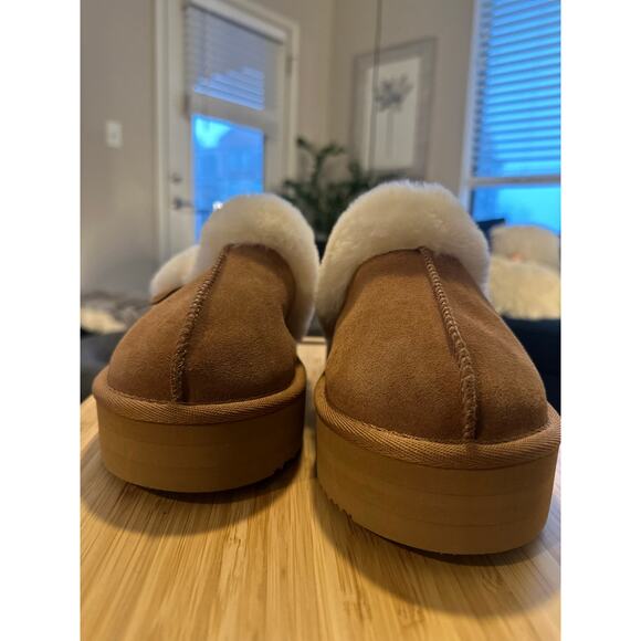 NWOT Women's Fireside Dearfoams Melton Shearling Platform Slipper Sz. US 8/EU 39 - Picture 3 of 11